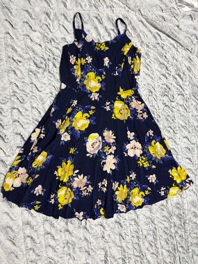 Old Navy Navy Floral Sundress with Yellow and Pink Blooms